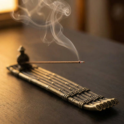 Porte-Encens Sculptural en Métal Forme Barque de Pêche Asiatique Traditionnelle pour Bâtons d'Encens et Méditation