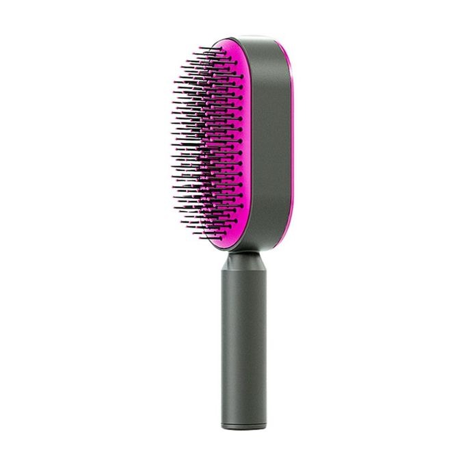 Brosse à Cheveux Auto-Nettoyante avec Coussin d'Air et Picots Flexibles pour Massage du Cuir Chevelu