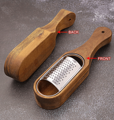 Acacia Wood Manual Cheese Grater with Integrated Collector and Removable Stainless Steel Blade