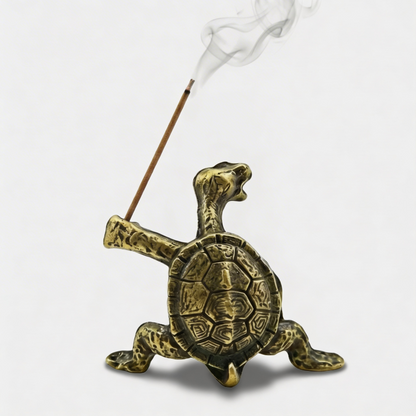 Patinated Brass Turtle Incense Holder for Aromatherapy, Meditation, and Zen Decoration