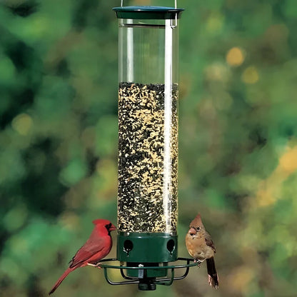 Squirrel-Proof Bird Feeder with Weight-Activated Rotating Perch and Clear Tube