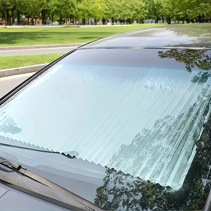 Pare-Soleil Rétractable pour Pare-Brise Voiture à Enroulement Automatique Anti-UV Anti-Chaleur