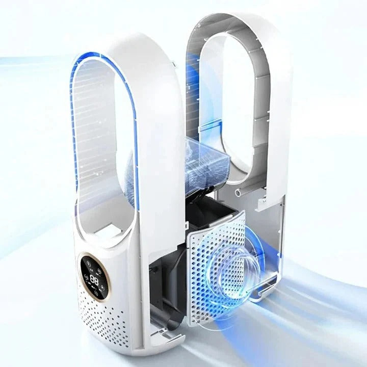 Bladeless Silent Portable Air Cooler with Water Tank Touchscreen and Adjustable Speeds
