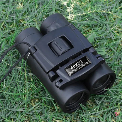 Compact Folding Binoculars for Hiking Concert Nature Observation with Lanyard and Pouch