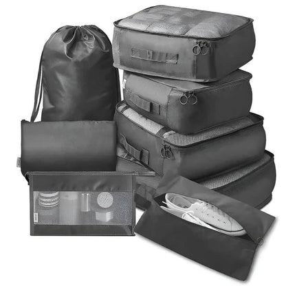 Set de Rangement pour Valise 7 Pièces avec Cubes en Mesh Sac à Chaussures et Pochettes pour Voyage et Bagage Cabine