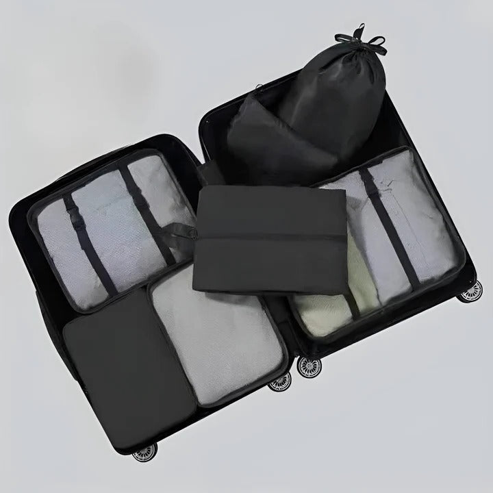 Set de Rangement pour Valise 7 Pièces avec Cubes en Mesh Sac à Chaussures et Pochettes pour Voyage et Bagage Cabine