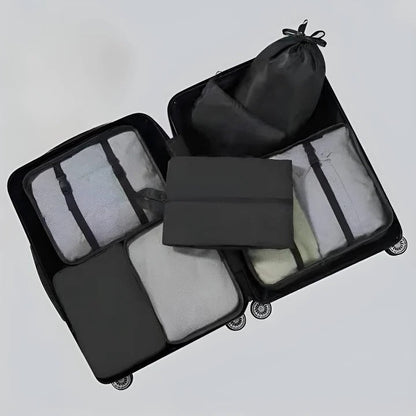 Set de Rangement pour Valise 7 Pièces avec Cubes en Mesh Sac à Chaussures et Pochettes pour Voyage et Bagage Cabine