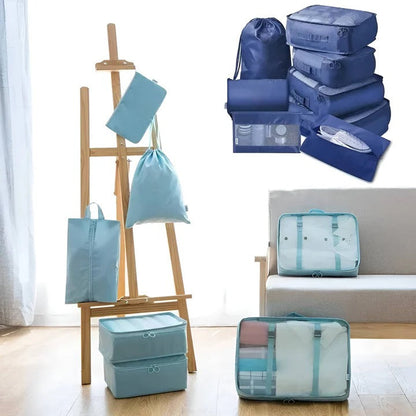 Set de Rangement pour Valise 7 Pièces avec Cubes en Mesh Sac à Chaussures et Pochettes pour Voyage et Bagage Cabine