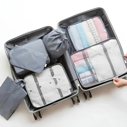 Set de Rangement pour Valise 7 Pièces avec Cubes en Mesh Sac à Chaussures et Pochettes pour Voyage et Bagage Cabine