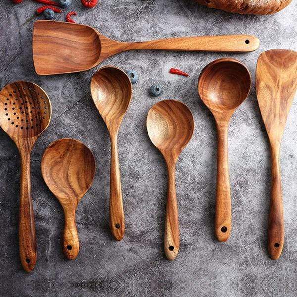 Terra – Ustensiles de Cuisine en Teck Artisanal et Durable
