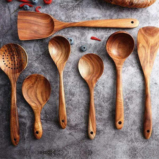 Terra – Ustensiles de Cuisine en Teck Artisanal et Durable