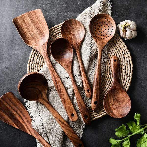 Terra – Ustensiles de Cuisine en Teck Artisanal et Durable