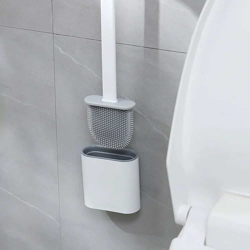 Orion – Brosse de Toilette en Silicone Antibactérienne et Durable avec Support Mural