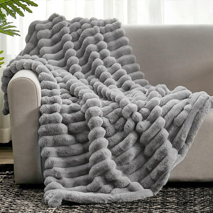 Velora – Plaid Doux à Rayures Luxueux et Confortable