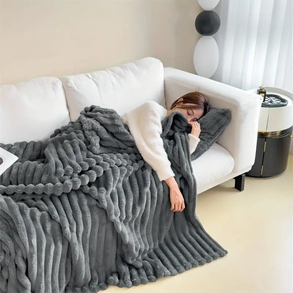 Velora – Plaid Doux à Rayures Luxueux et Confortable