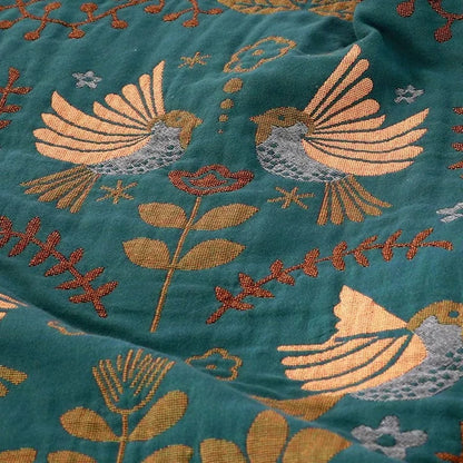 Terra – Reversible Cotton Throw with Scandinavian Bird Pattern