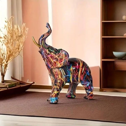 Lunara – Artistic and Colorful Graffiti Elephant Figurine