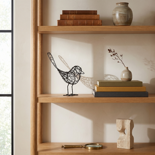 Sculpture Décorative Oiseau en Fil de Fer Ajourée pour Étagère Console et Manteau de Cheminée