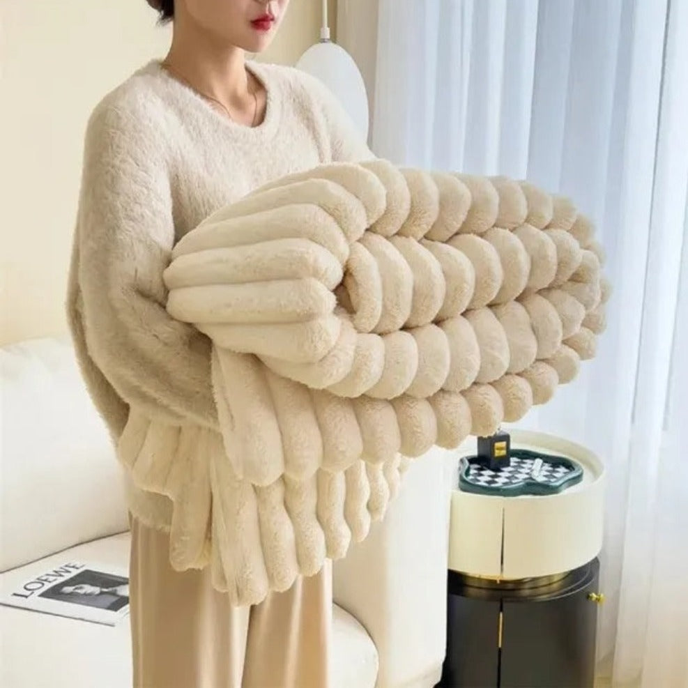 Velora – Plaid Doux à Rayures Luxueux et Confortable