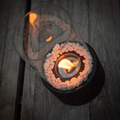 Orion – Lampe à Huile en Métal et Verre Élégante