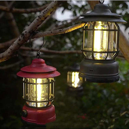Lumora – Lampe de Camping Rechargeable LED au Style Vintage et Luminosité Ajustable