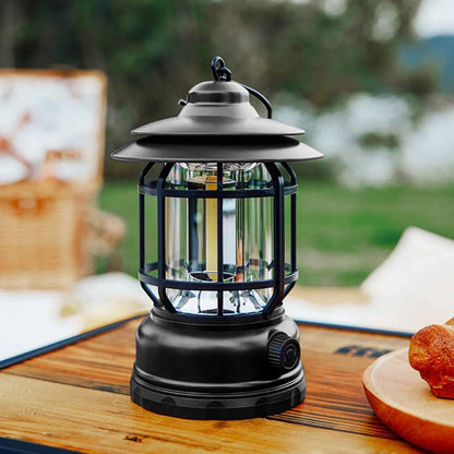 Lumora – Lampe de Camping Rechargeable LED au Style Vintage et Luminosité Ajustable