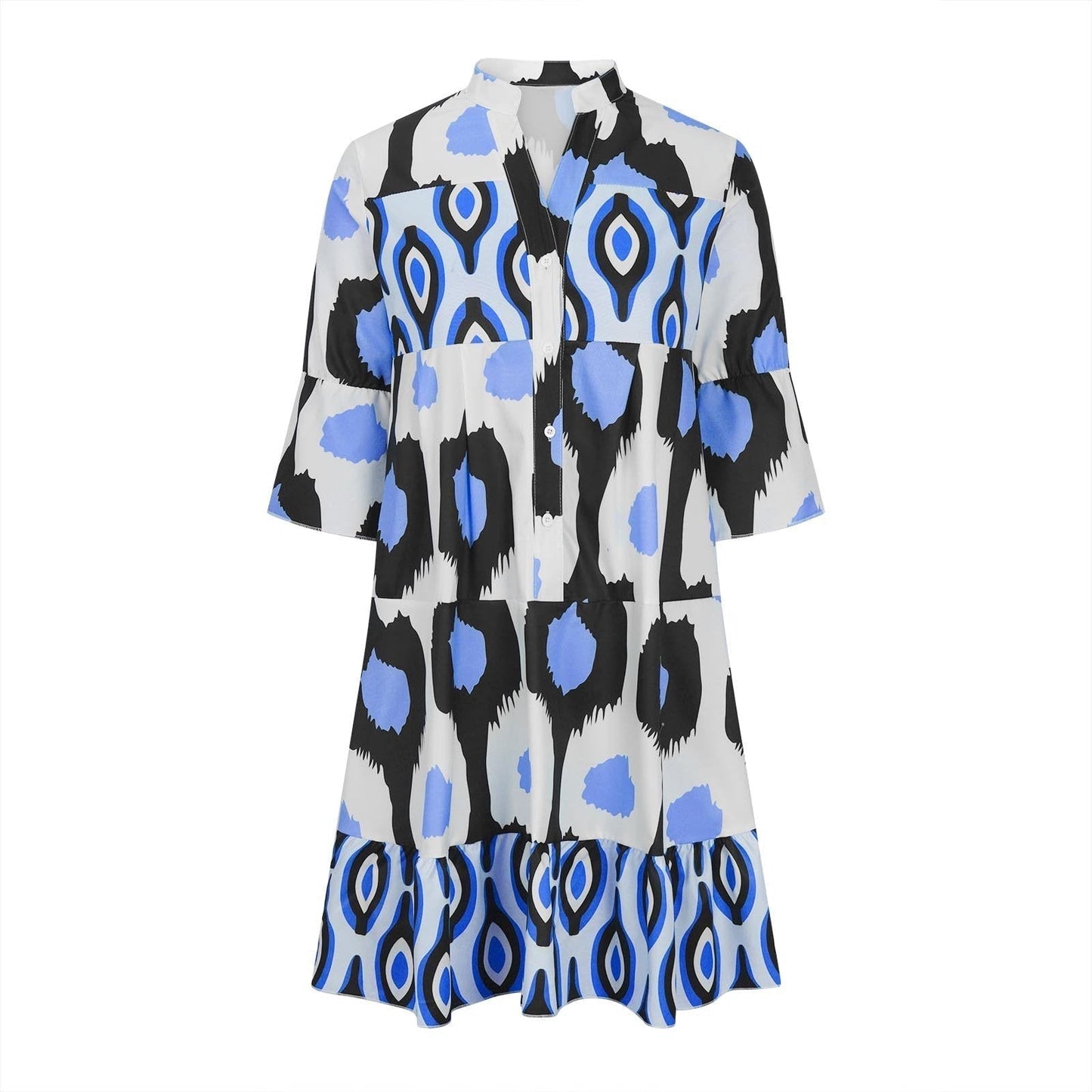 Robe A-Ligne Femme Élégante en V et Manches Mi-Longues - Aurelles