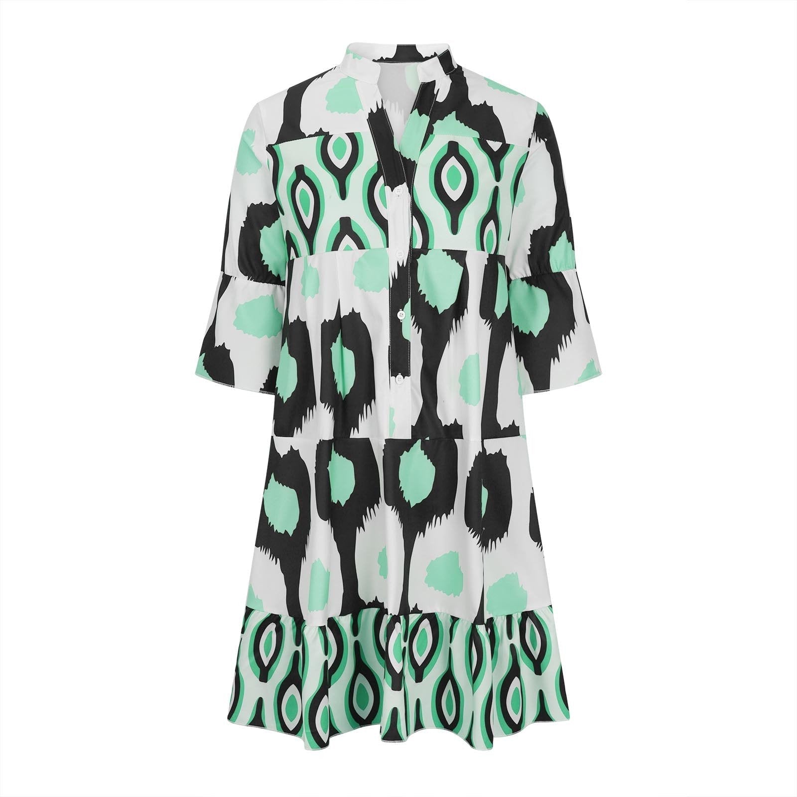 Robe A-Ligne Femme Élégante en V et Manches Mi-Longues - Aurelles