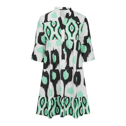 Robe A-Ligne Femme Élégante en V et Manches Mi-Longues - Aurelles