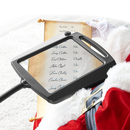 Floor Lamp Magnifier with Gooseneck Arm Integrated LED and 3x Magnification Full-Page Lens