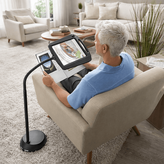 Lumivue – Lampe Sur Pied Ajustable Avec Lentille Loupe 3X Et Éclairage LED