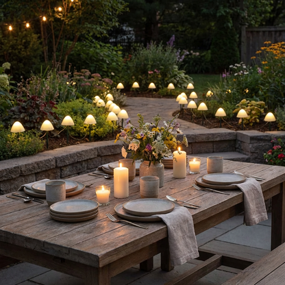 Guirlande Lumineuse Solaire en Forme de Champignons LED Blanc Chaud Étanche Allumage Automatique pour Jardin Allée et Parterre