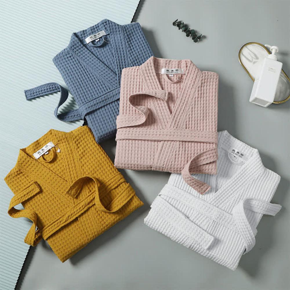 Velora – Peignoir en Coton Gaufré Léger et Confortable