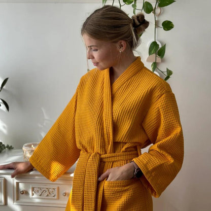 Velora – Peignoir en Coton Gaufré Léger et Confortable