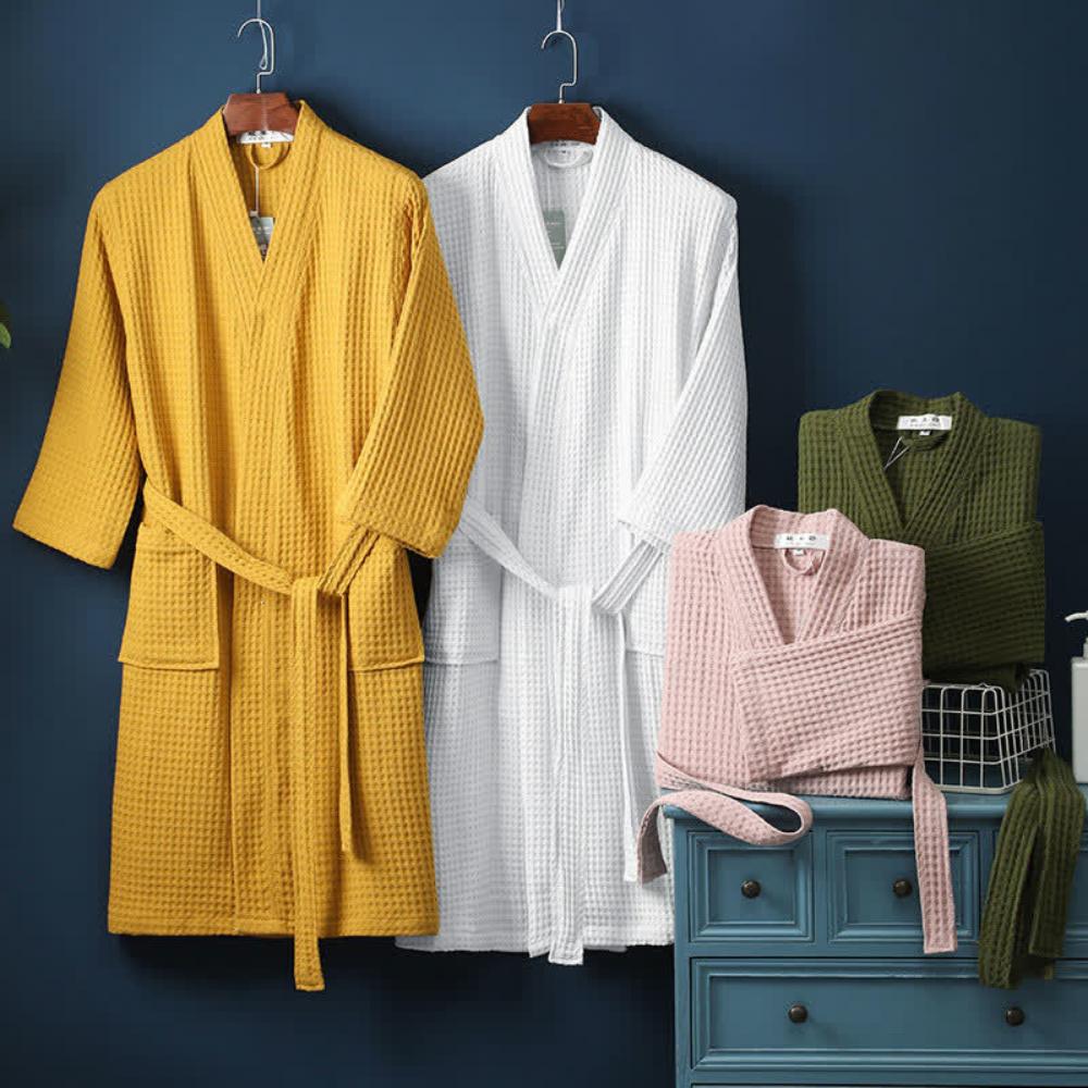 Velora – Peignoir en Coton Gaufré Léger et Confortable