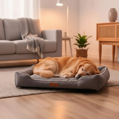 Coussin de Couchage pour Chien Confort à Rebords Surélevés Housse Lavable Antidérapant pour Salon et Chambre