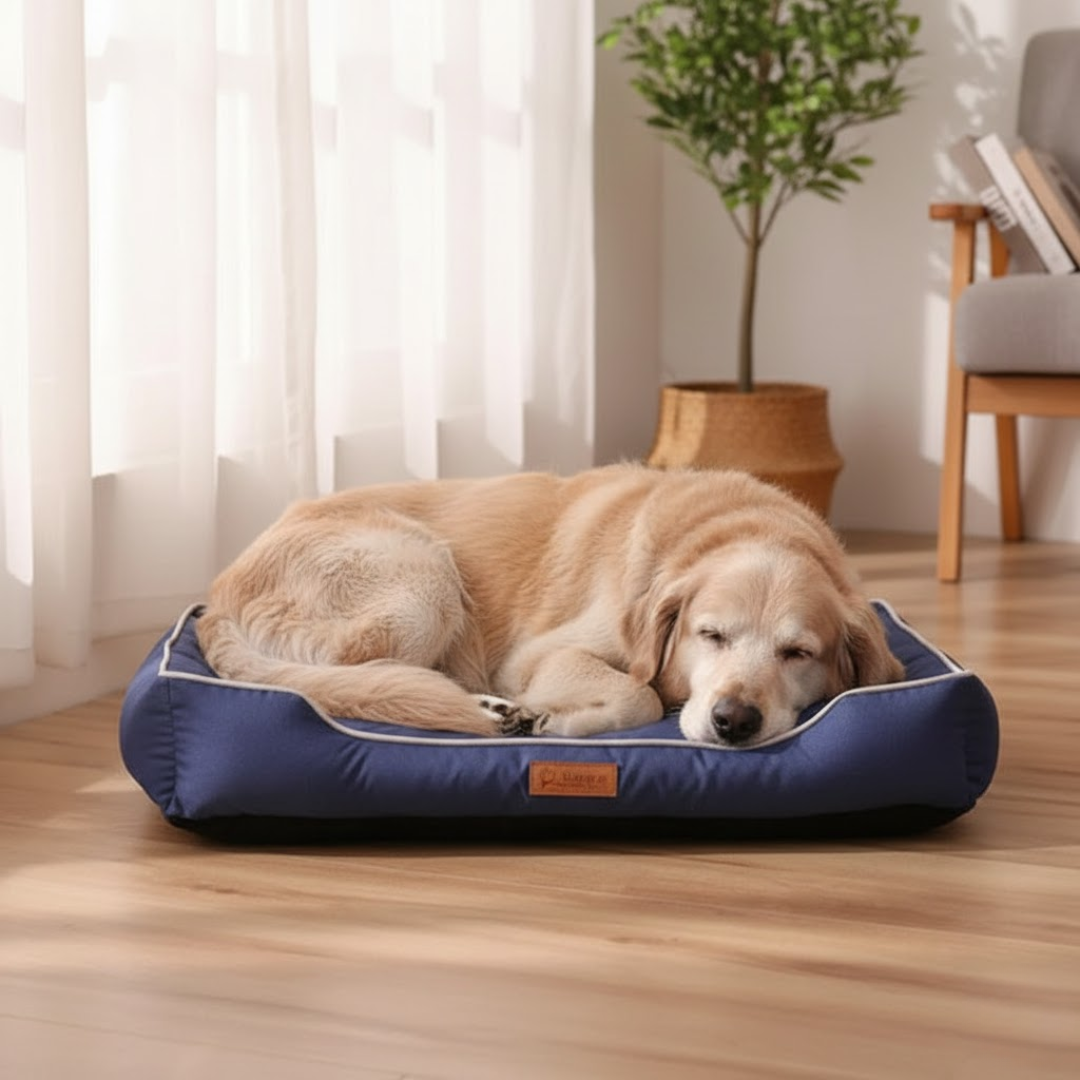 Coussin de Couchage pour Chien Confort à Rebords Surélevés Housse Lavable Antidérapant pour Salon et Chambre