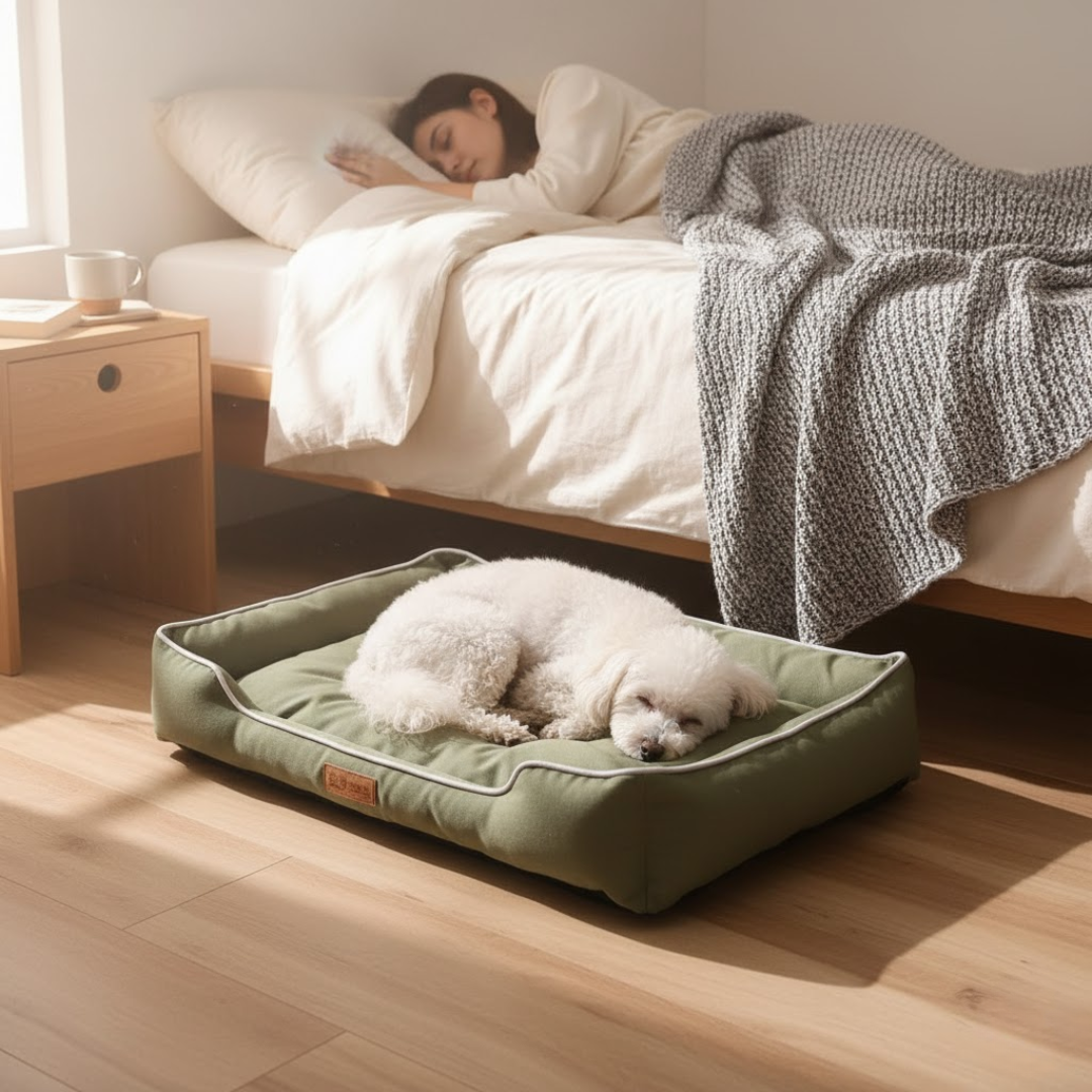 Coussin de Couchage pour Chien Confort à Rebords Surélevés Housse Lavable Antidérapant pour Salon et Chambre