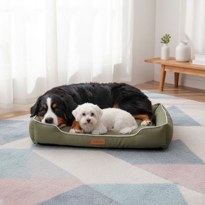 Coussin de Couchage pour Chien Confort à Rebords Surélevés Housse Lavable Antidérapant pour Salon et Chambre