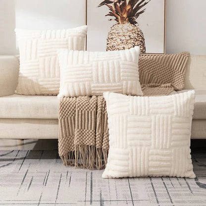 Housse de Coussin Décorative à Motif Géométrique en Relief pour Canapé et Lit Style Cocooning