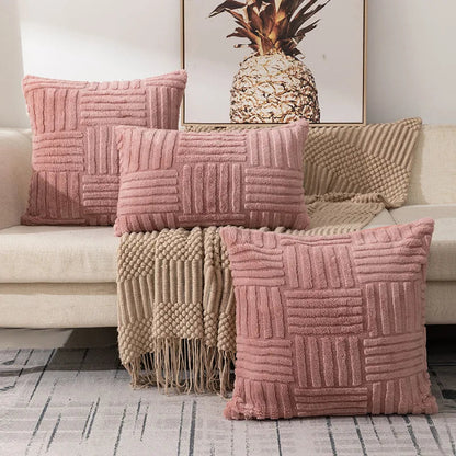 Housse de Coussin Décorative à Motif Géométrique en Relief pour Canapé et Lit Style Cocooning