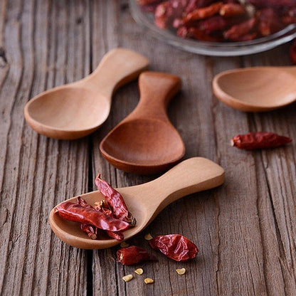 Set of 4 Small Wooden Spoons for Spice Jars, Salt, Sugar and Natural Kitchen Condiments