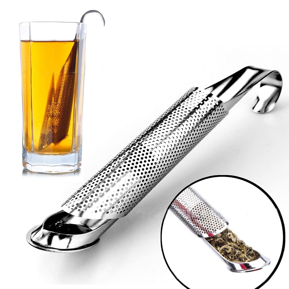 Infuseur à Thé en Acier Inoxydable Cylindrique Micro-Perforé avec Poignée Pliable pour Théière Tasse et Thé en Vrac