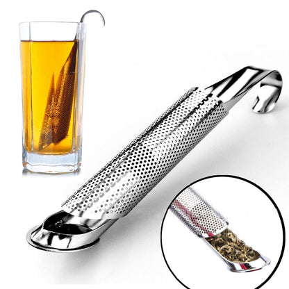 Infuseur à Thé en Acier Inoxydable Cylindrique Micro-Perforé avec Poignée Pliable pour Théière Tasse et Thé en Vrac