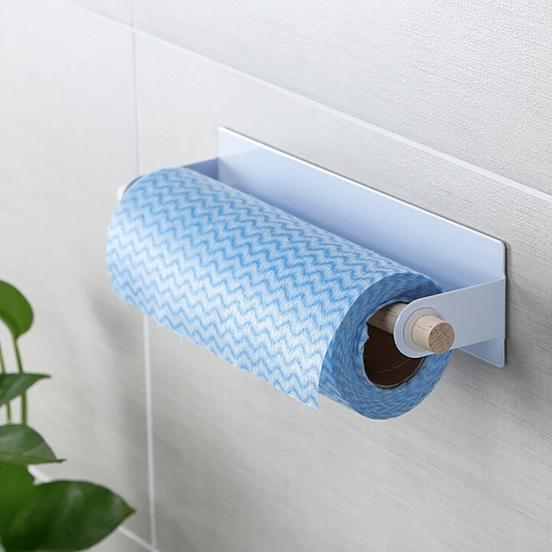 Terrana – Porte-Serviettes Adhésif en Métal et Bois Pratique
