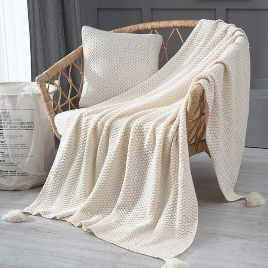 Velora – Plaid à Franges Tricoté Doux et Chaleureux