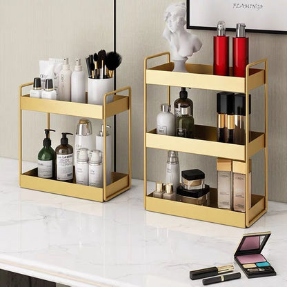 Aurora – Organisateur de Beauté en Métal Doré Empilable