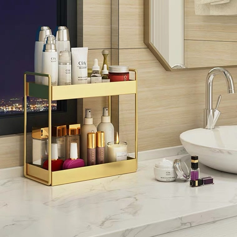 Aurora – Organisateur de Beauté en Métal Doré Empilable