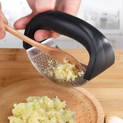 Stainless Steel Rocker Garlic Press, Ergonomic Manual Rolling, for Quickly Mincing Garlic in the Kitchen