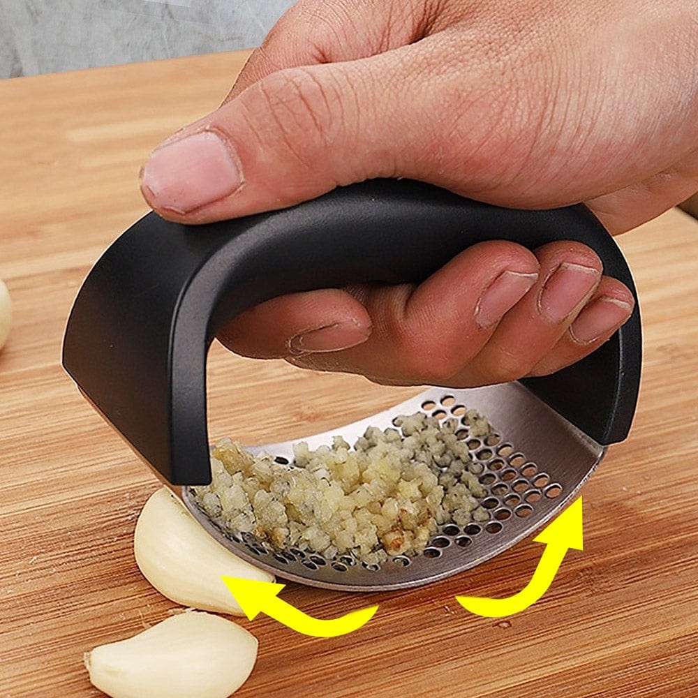 Stainless Steel Rocker Garlic Press, Ergonomic Manual Rolling, for Quickly Mincing Garlic in the Kitchen